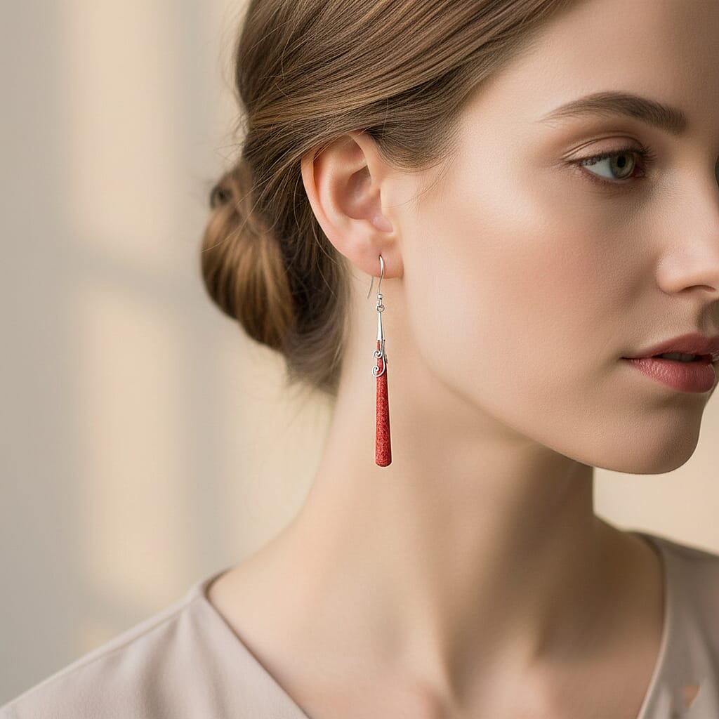 Red Coral Earrings in Sterling Silver 7768457 8