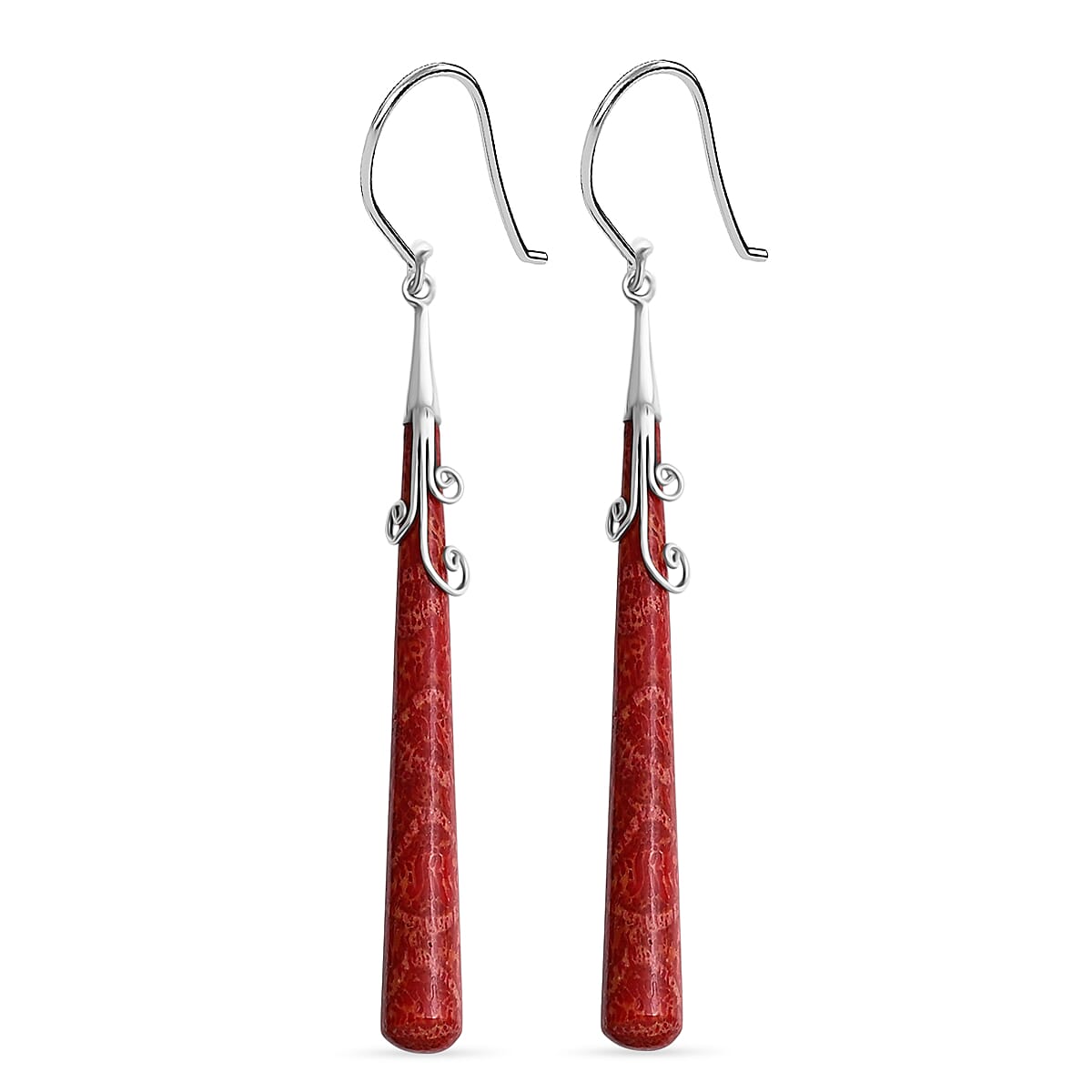 Red Coral Earrings in Sterling Silver 7768457 9