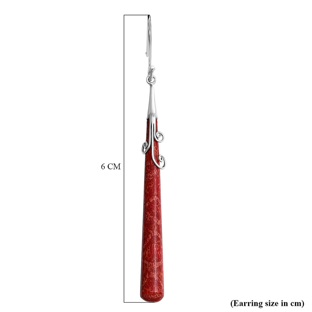 Royal Bali Collection - Red Coral Sterling Silver Earring with Hook