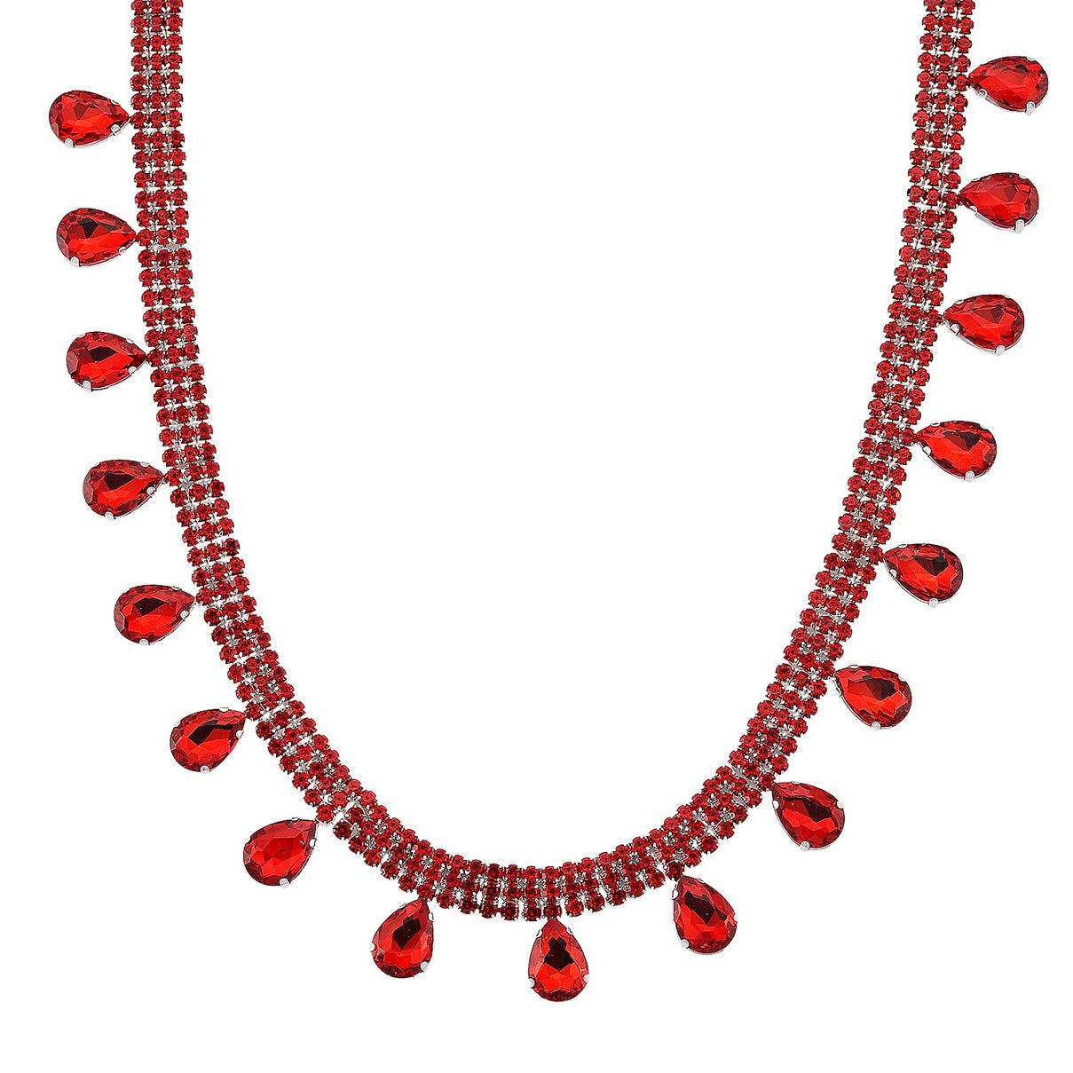 New York Closeout - Ruby Colour Crystal Necklace (Size - 16-3) 8356620 0