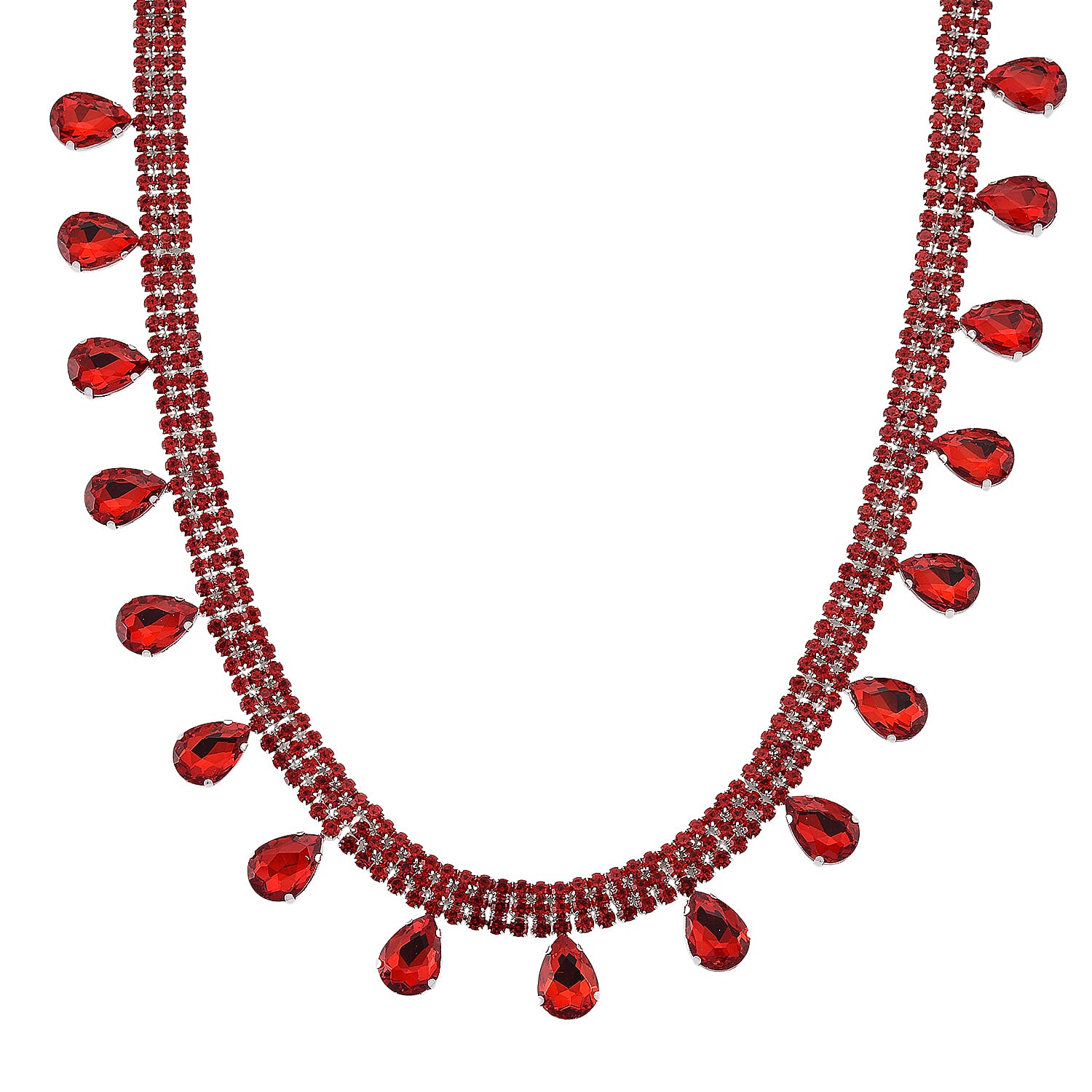 New York Closeout - Ruby Colour Crystal Necklace (Size - 16-3) 8356620 0