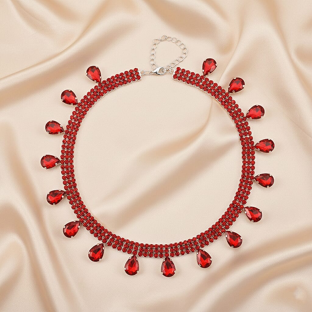 New York Closeout - Ruby Colour Crystal Necklace (Size - 16-3) 8356620 2