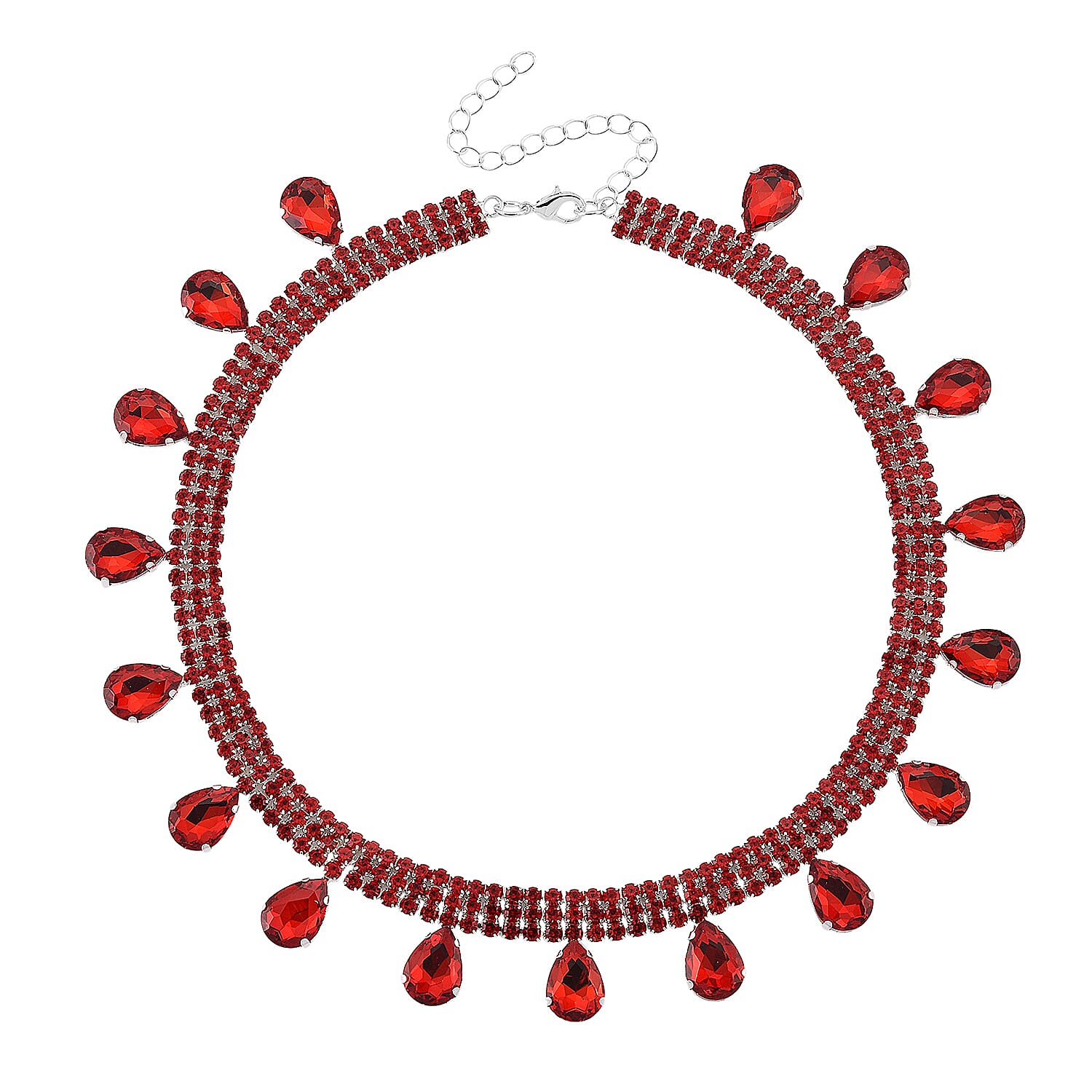 New York Closeout - Ruby Colour Crystal Necklace (Size - 16-3) 8356620 4