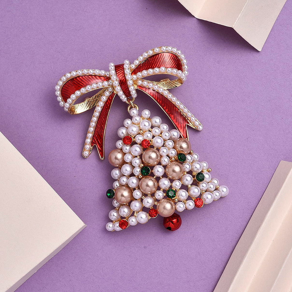 Elegant Crystal Christmas Bell Brooch 8311300 2