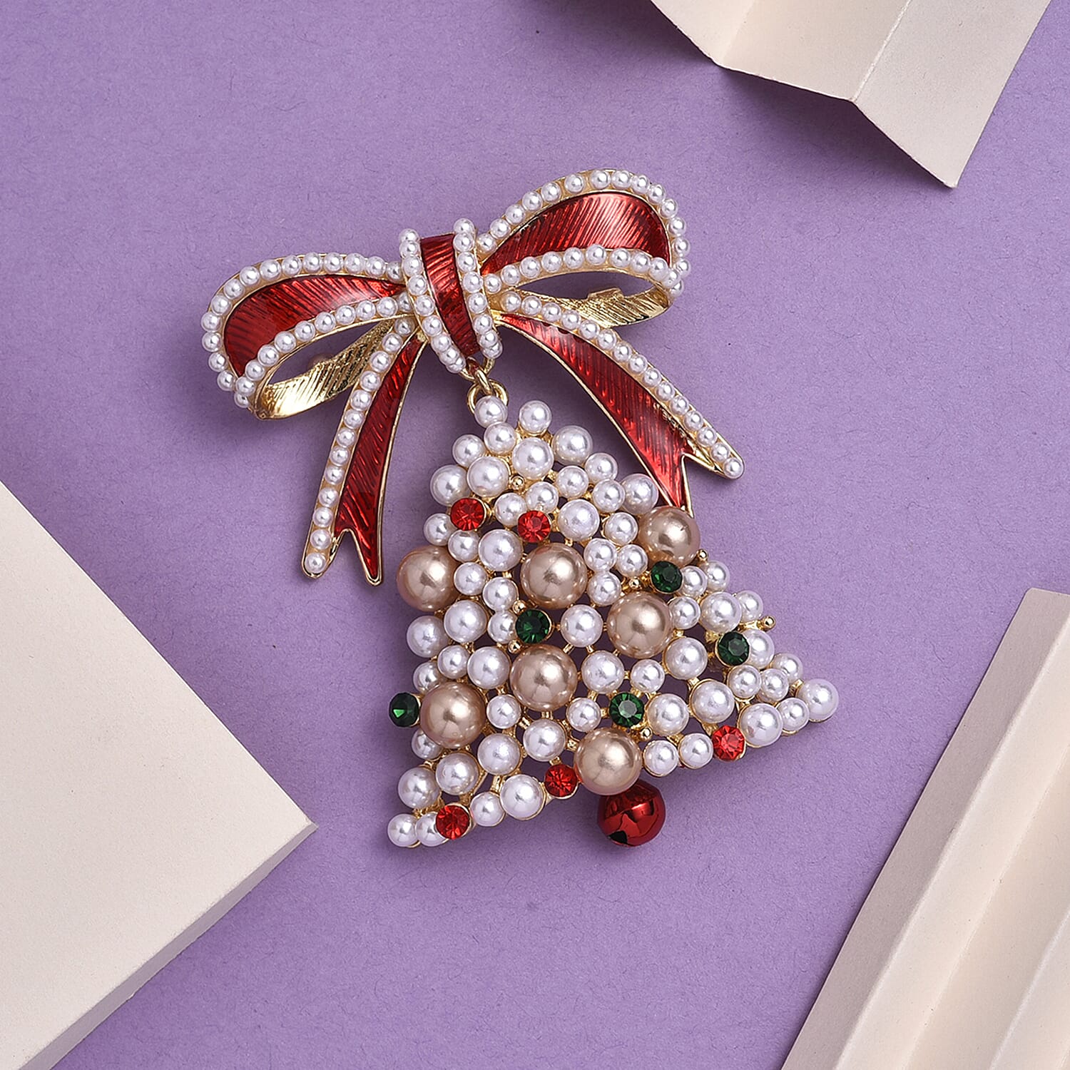 Elegant Crystal Christmas Bell Brooch 8311300 2