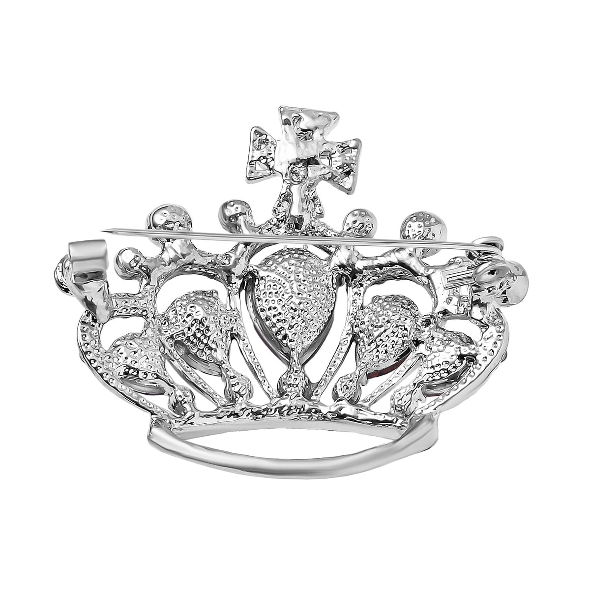 Red &amp; White Austrian Crystal Brooch in Silver Tone 7601362 3