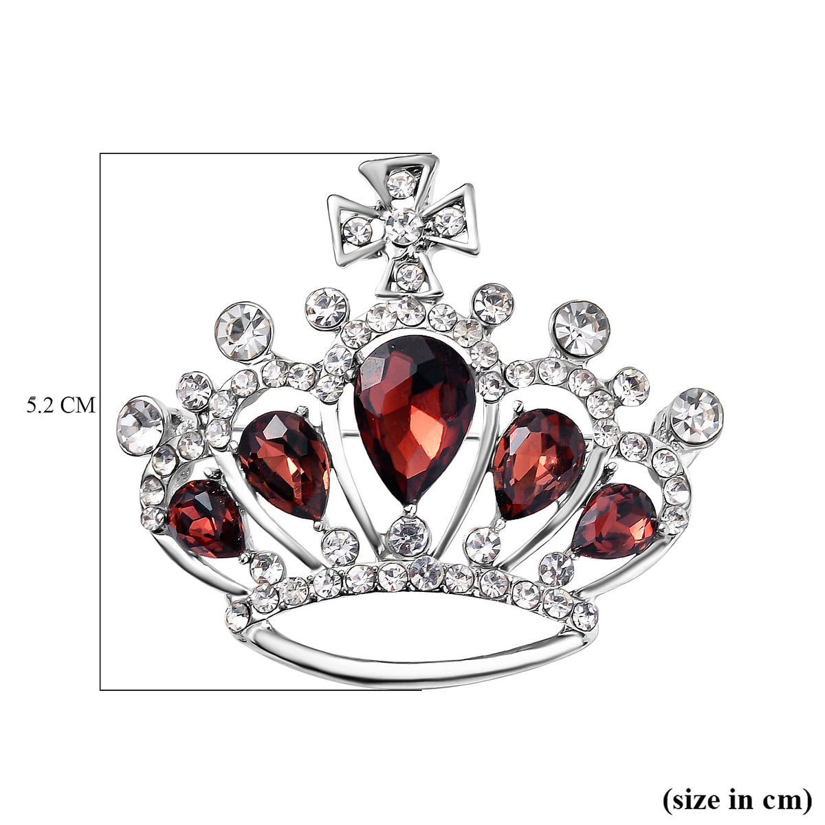 Red &amp; White Austrian Crystal Brooch in Silver Tone 7601362 4