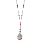 Red & White Austrian Crystal Egg Necklace (Size - 24 with 2 Ext)
