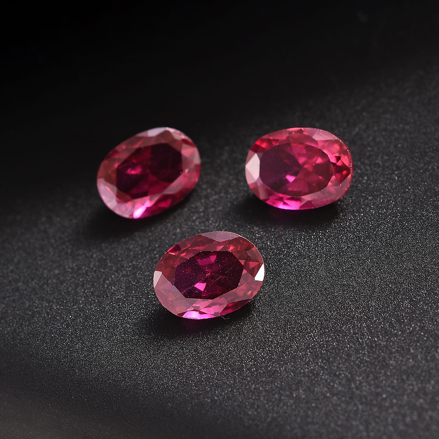 Set of 3 Red Cubic Zirconia Loose Gemstones in Oval Shape  3.57 Ct. (8x6mm) 8068545 2