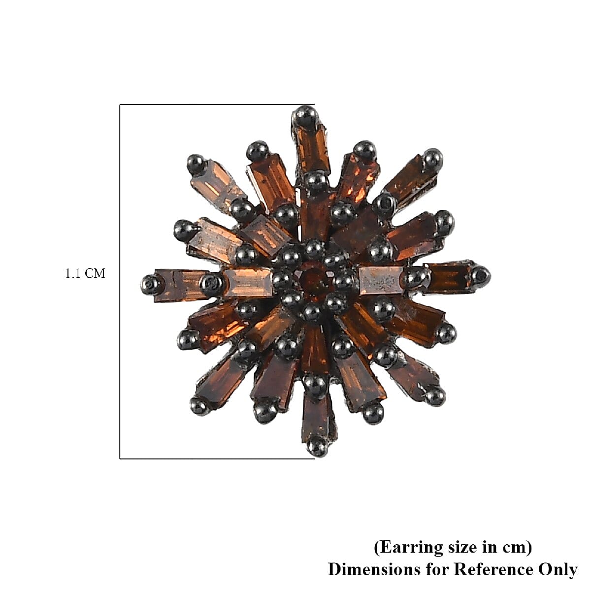 Red Diamond Starburst Earrings in Platinum Plated Sterling Silver 3844902 5