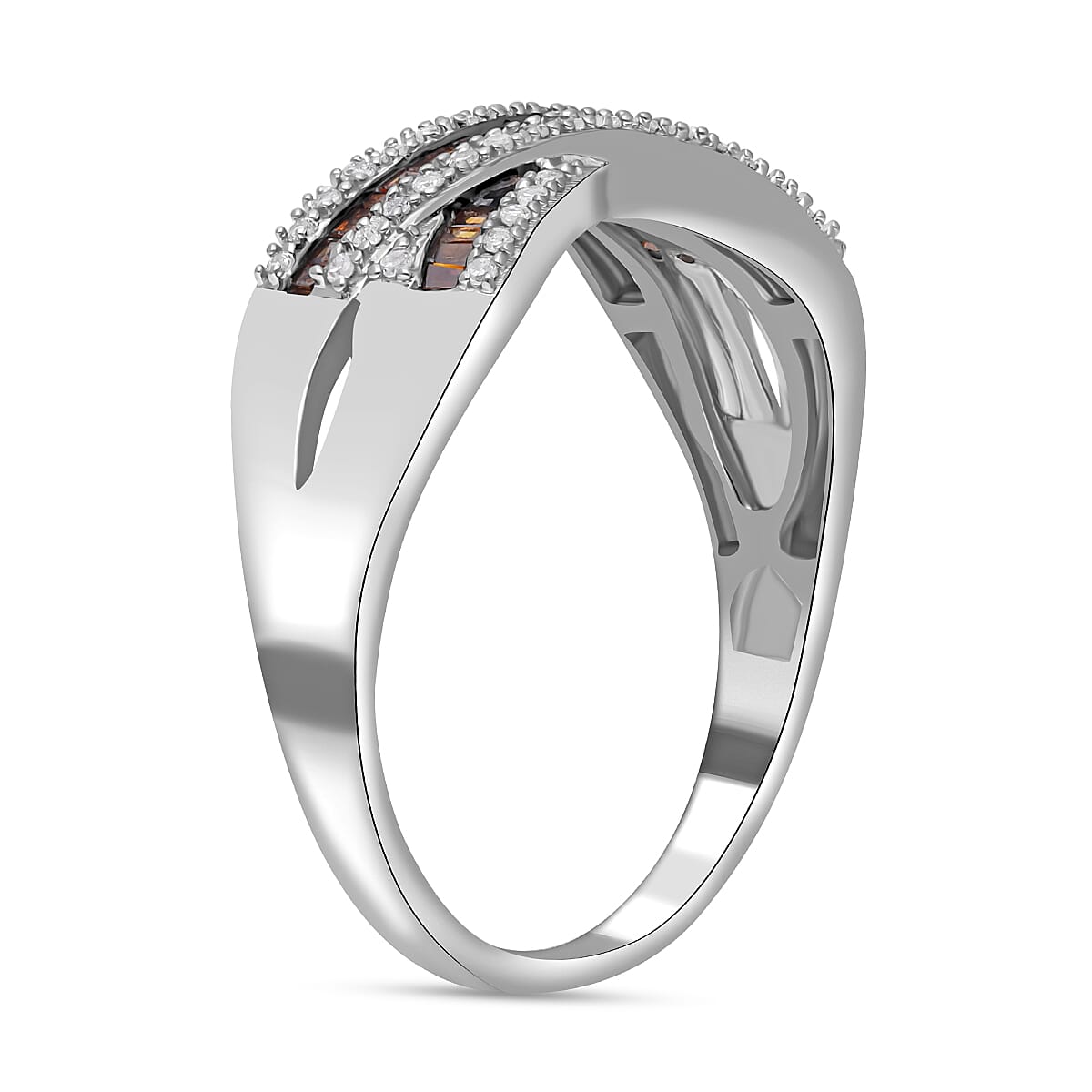 Red Diamond &amp; White Diamond Ring in Platinum Overlay Sterling Silver 0.50 Ct. 7559906 4