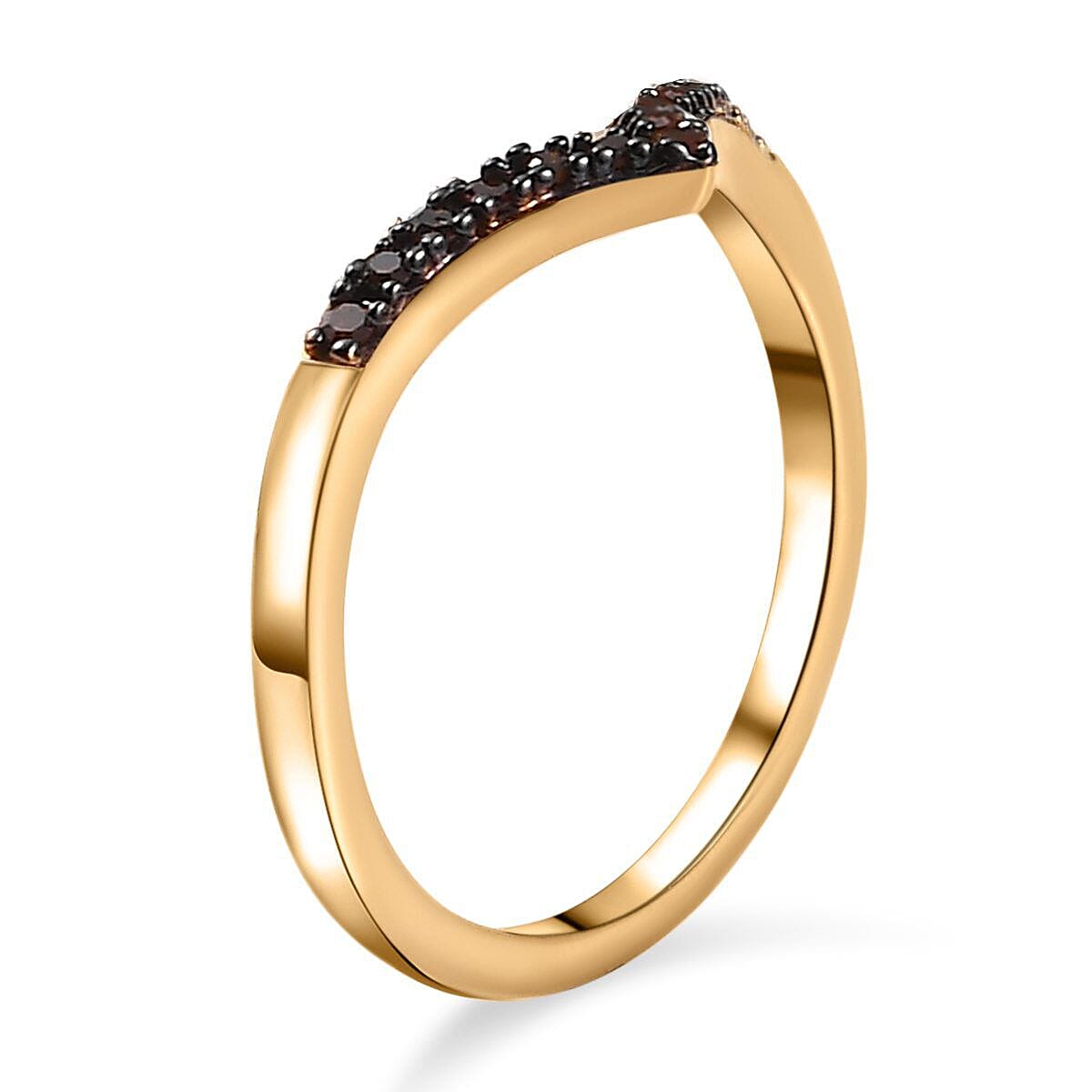 Red Diamond Wishbone Wedding Band Ring in Sterling Silver with 18K Vermeil Yellow Gold 3798788 7