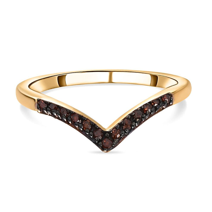 Red Diamond Wishbone Wedding Band Ring in Sterling Silver with 18K Vermeil Yellow Gold 3798788 2