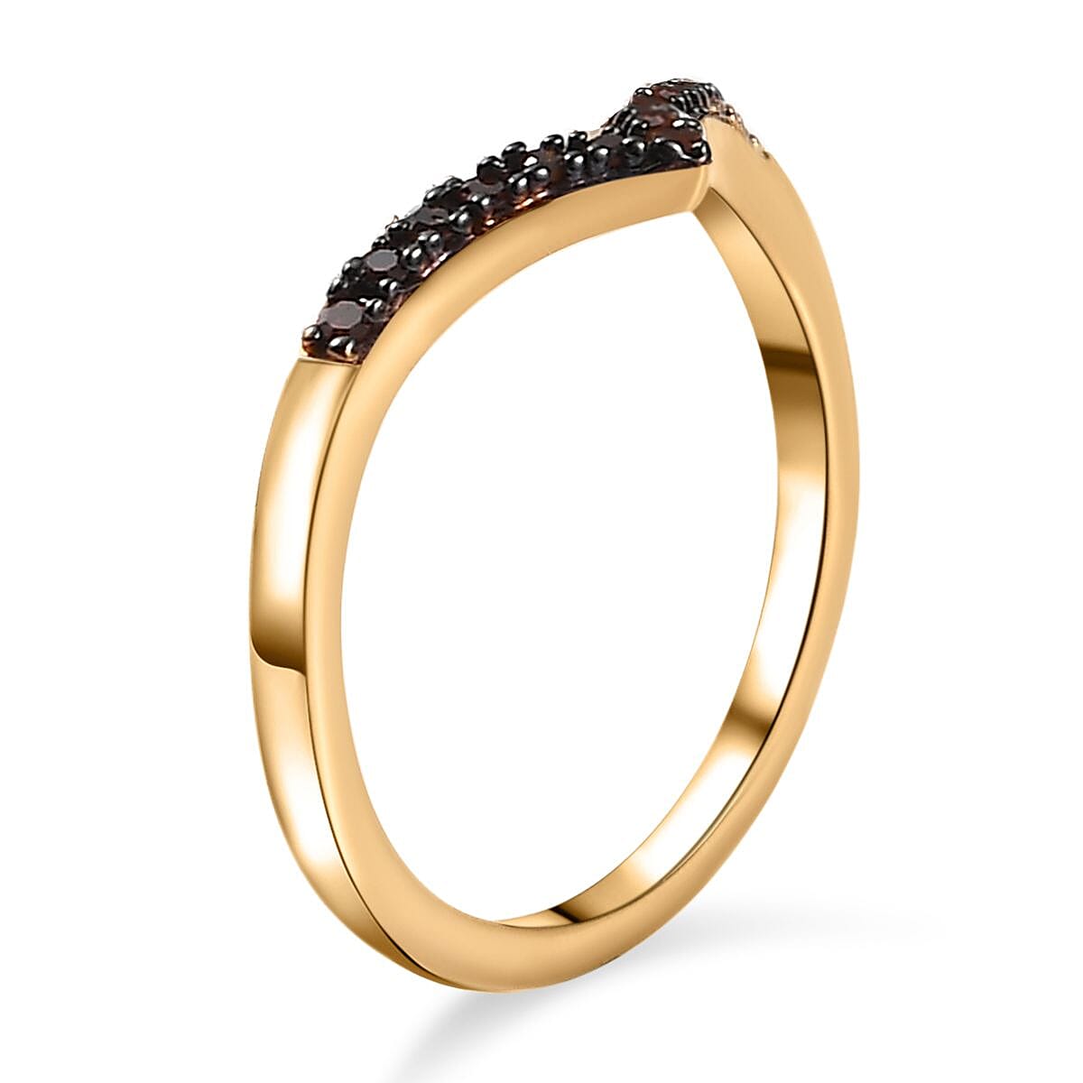 Red Diamond Wishbone Wedding Band Ring in Sterling Silver with 18K Vermeil Yellow Gold 3798788 8