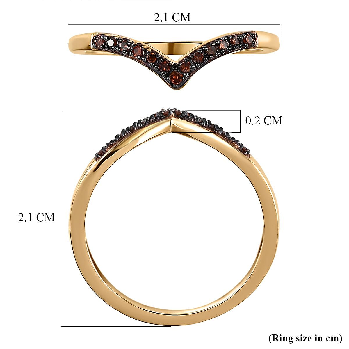 Red Diamond Wishbone Wedding Band Ring in Sterling Silver with 18K Vermeil Yellow Gold 3798788 12