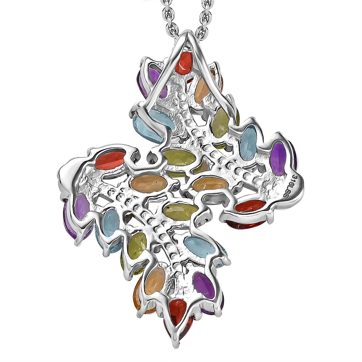 Red Garnet, Citrine, Peridot, SkyblueTopaz, African Amethyst Pendant with Chain (Size 20) in Silver Tone 4.78 Ct. 4323205 10