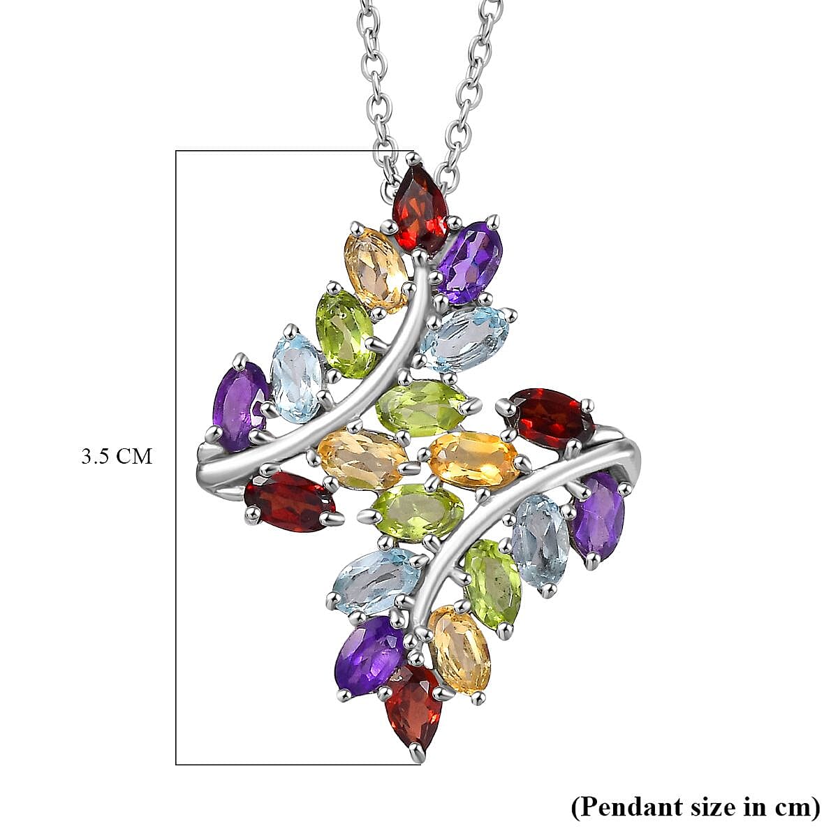 Red Garnet, Citrine, Peridot, SkyblueTopaz, African Amethyst Pendant with Chain (Size 20) in Silver Tone 4.78 Ct. 4323205 13