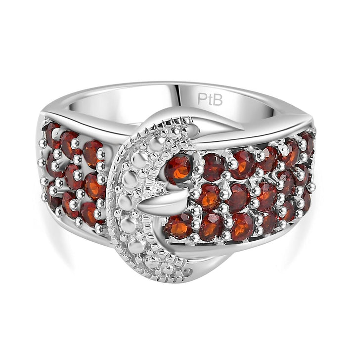 Designer Inspiration - Red Garnet Buckle Design Ring 7976433 1