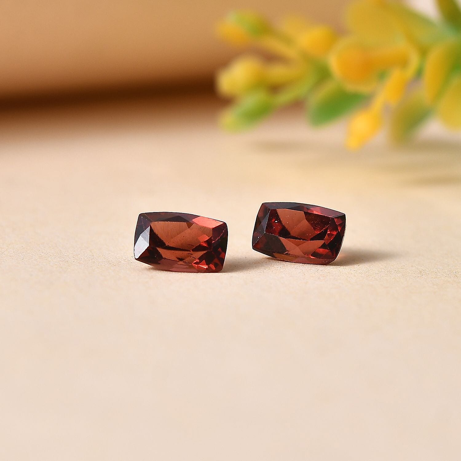 Set of 2 A Red Garnet Loose Gemstones in Cushion Shape (6x4mm) 1.19 ct. 8025530 1