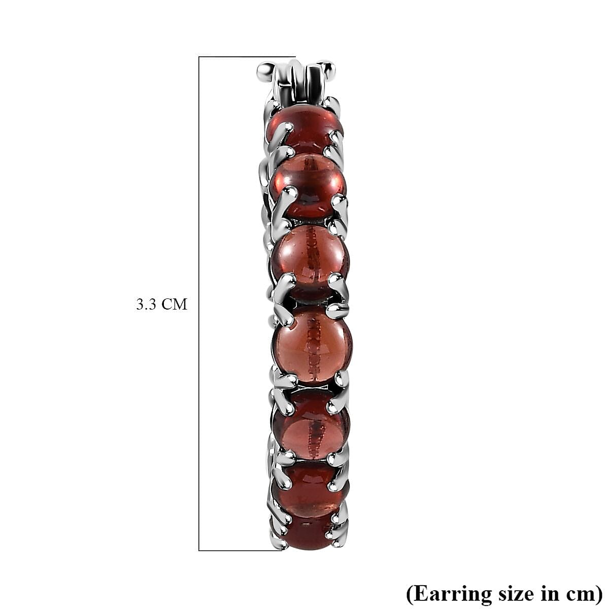Red Garnet Hoop Earrings in Platinum Overlay Sterling Silver 26.60 Ct. 7612547 4