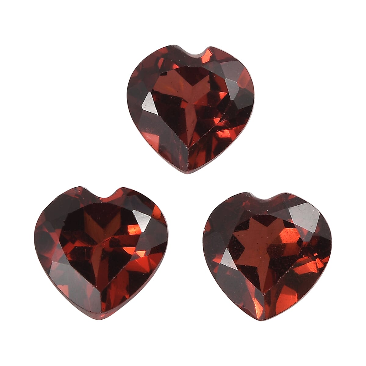 Set of 3 Red Garnet Loose Gemstones in Heart Shape 1.53 Ct. (5 mm) 8068559 0
