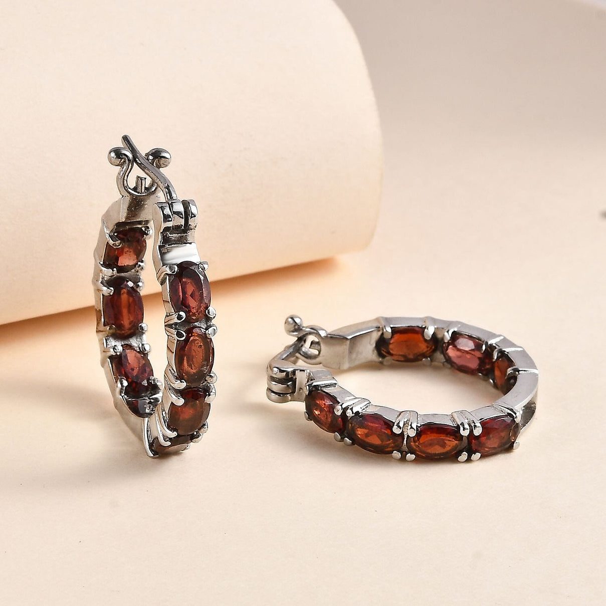 Red Garnet J Hoop Half Hoop Earrings 7.826  Ct. 7643071 2
