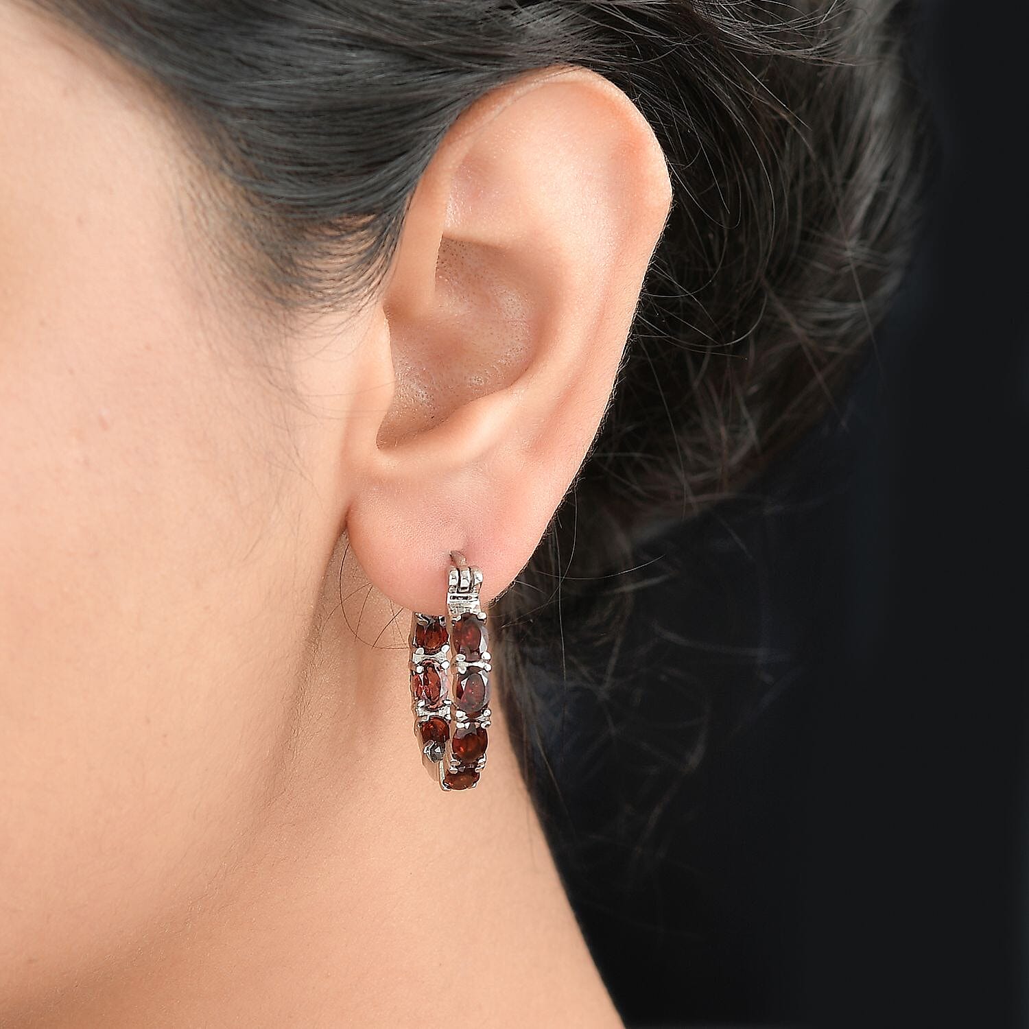Red Garnet J Hoop Half Hoop Earrings 7.826  Ct. 7643071 3