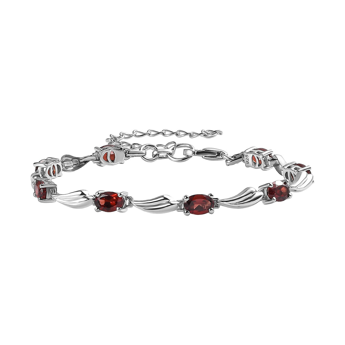 Red Garnet Bracelet (6.5-2 inch Ext.) in Platinum Overlay Sterling Silver 4.75 Ct. 7735681 0