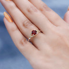 D'Joy Red Garnet & Natural Zircon Ring in 18K Vermeil Yellow Gold Plated & Rhodium Overlay Sterling Silver