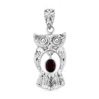 Royal Bali Collection- Handmade Red Garnet Owl Pendant  Sterling Silver 1.40 ct,  Silver Wt. 11.42 Gms