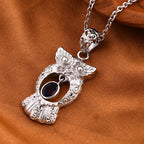 Royal Bali Collection- Handmade Red Garnet Owl Pendant  Sterling Silver 1.40 ct,  Silver Wt. 11.42 Gms