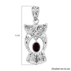 Royal Bali Collection- Handmade Red Garnet Owl Pendant  Sterling Silver 1.40 ct,  Silver Wt. 11.42 Gms