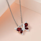 Red Garnet Sterling Silver Butterfly Pendant with Chain (Size 20) 2.06 Ct.