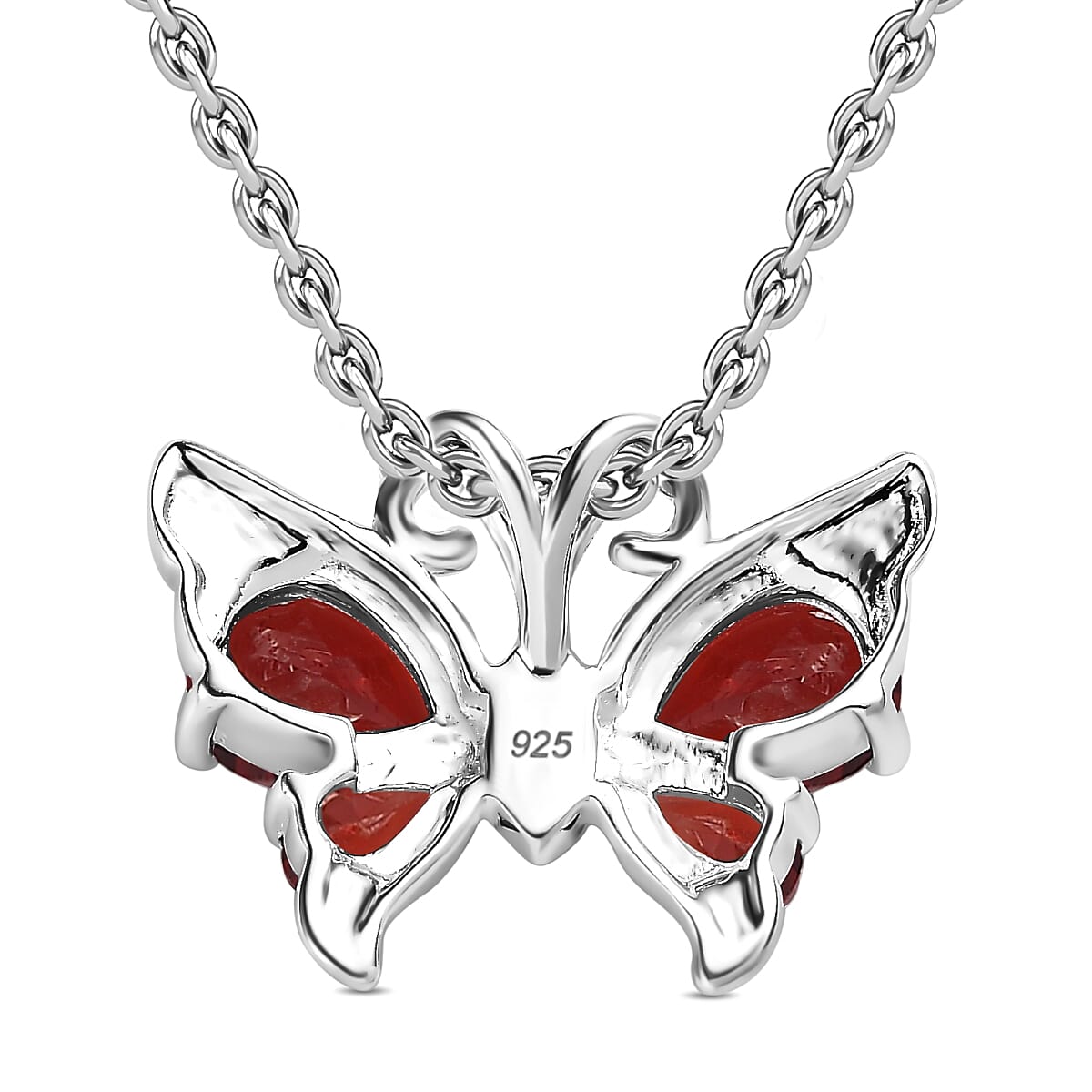 Red Garnet Sterling Silver Butterfly Pendant (Size 20) 1.8 Ct. 4178947 4