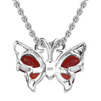 Red Garnet Sterling Silver Butterfly Pendant with Chain (Size 20) 2.06 Ct.