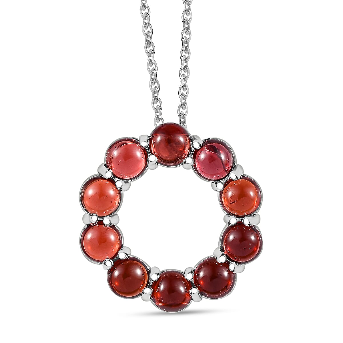 Red Garnet Sterling Silver Circle Pendant with Free Chain (Size 20) 9.10 Ct 4195292 0