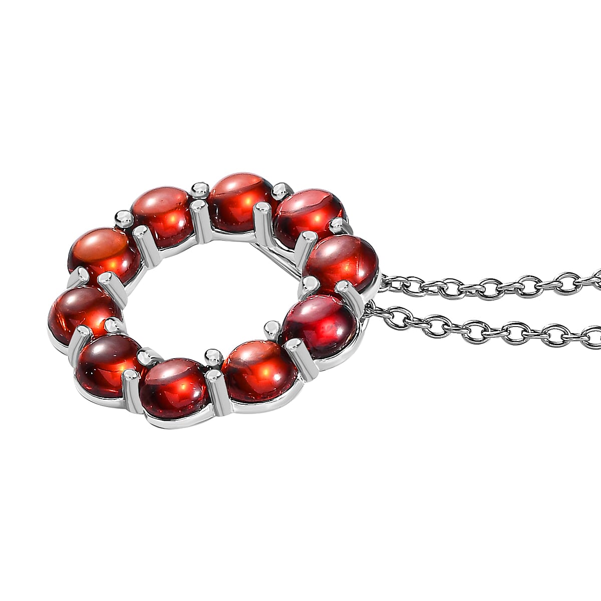 Red Garnet Sterling Silver Circle Pendant with Free Chain (Size 20) 9.10 Ct 4195292 3