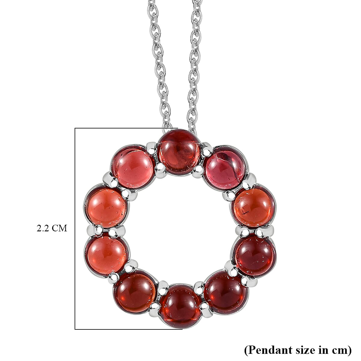 Red Garnet Sterling Silver Circle Pendant with Free Chain (Size 20) 9.10 Ct 4195292 6