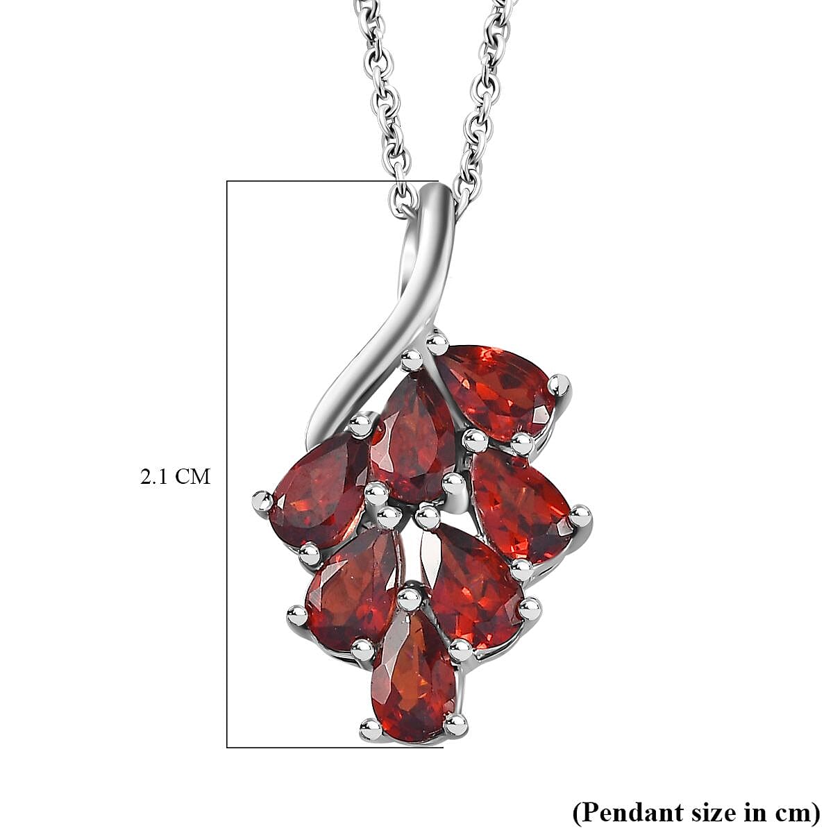 Red Garnet Cluster Platinum Overlay Sterling Silver Pendant with Free Chain (Size 20) in 1.26 Ct. 4268078 5