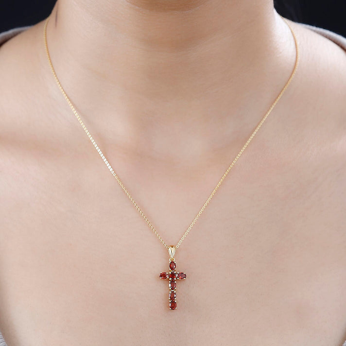 D'Joy - Citrine Cross Pendant with Chain (Size 20) in 18K Vermeil Yellow Gold Plated Sterling Silver 1.20 Ct. 4267168 2