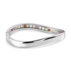 Red Garnet, Skyblue Topaz and Multi Gemstone Half Eternity Bangle (Size 7.5) in Stainless Steel 9.16 Ct