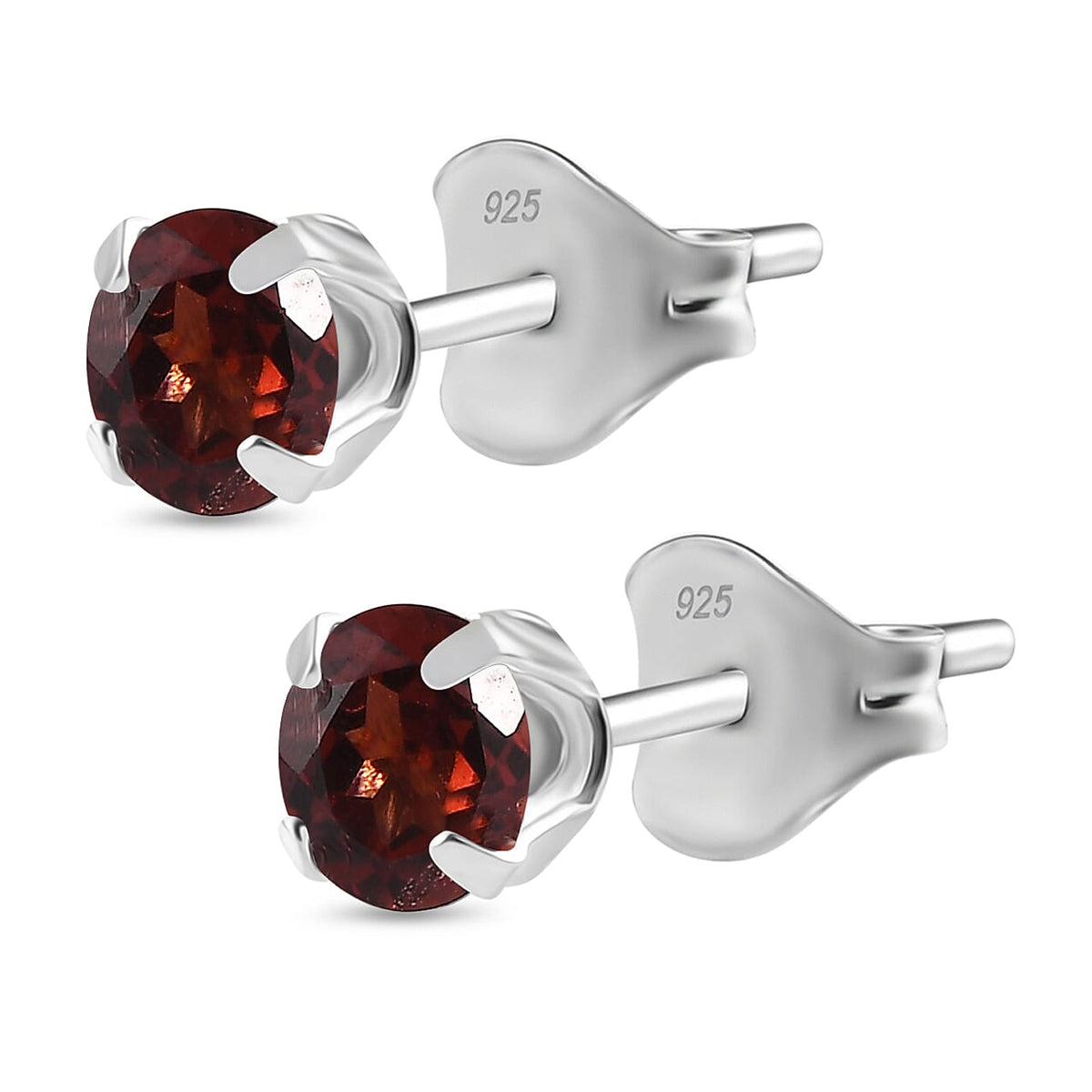 Red Garnet Solitaire Stud Push Back Earring in Platinum Overlay Sterling Silver 1.20 Ct. V32732359 0