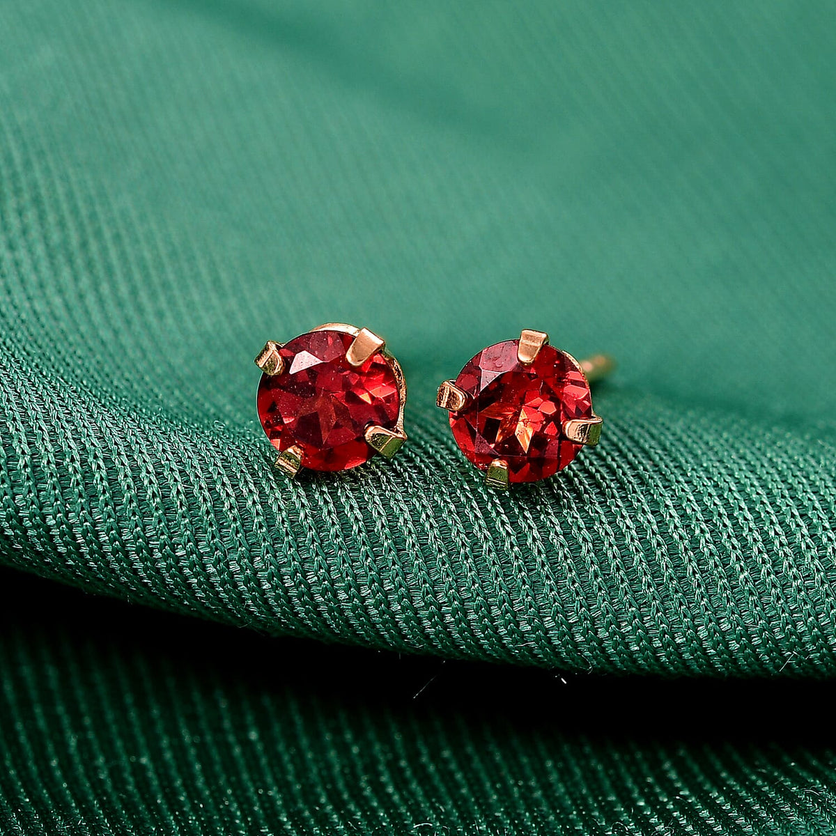 Red Garnet Solitaire Stud Push Back Earring in Platinum Overlay Sterling Silver 1.20 Ct. V32732359 2