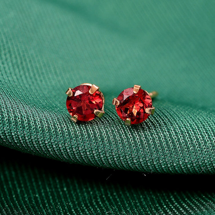 Red Garnet Solitaire Stud Push Back Earring in Platinum Overlay Sterling Silver 1.20 Ct. 8051481 2