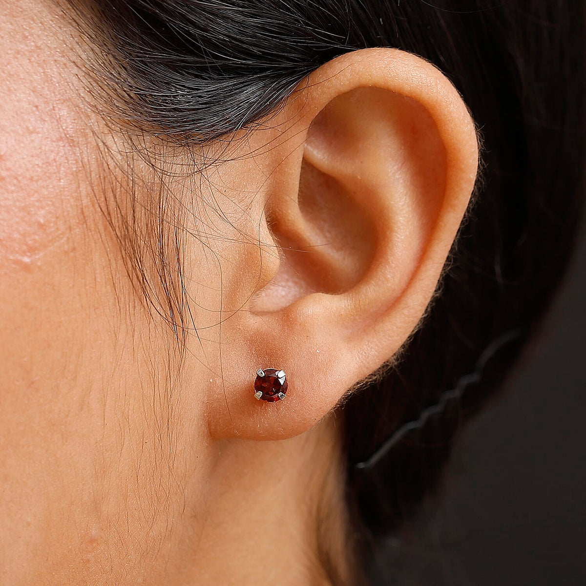 Red Garnet Solitaire Stud Push Back Earring in Platinum Overlay Sterling Silver 1.20 Ct. V32732359 3