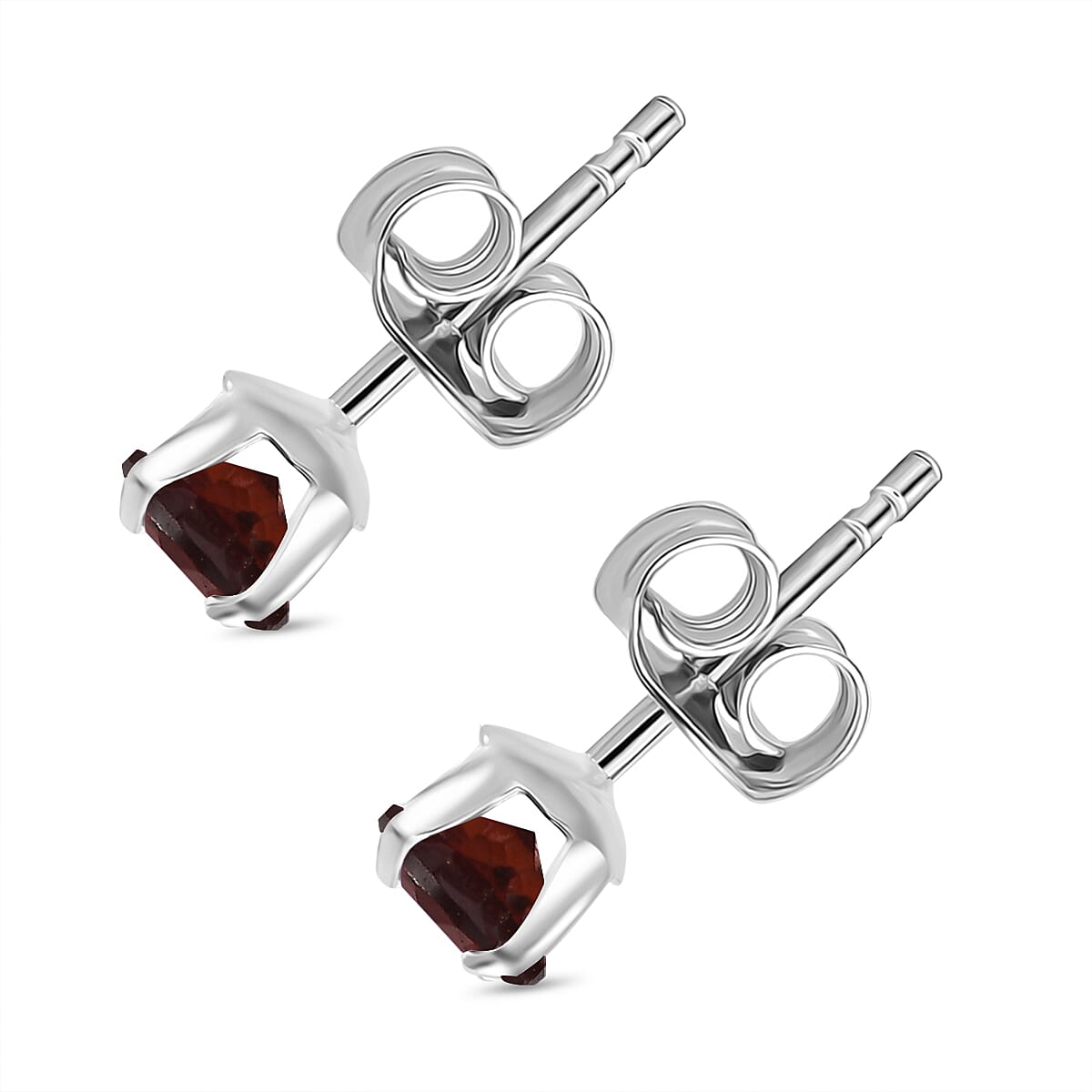Red Garnet Solitaire Stud Push Back Earring in Platinum Overlay Sterling Silver 1.20 Ct. V32732359 4