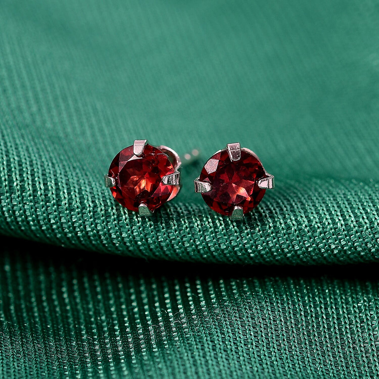 Red Garnet Solitaire Stud Push Back Earring in Yellow Gold Plated Sterling Silver 1.20 Ct. 8051480 2