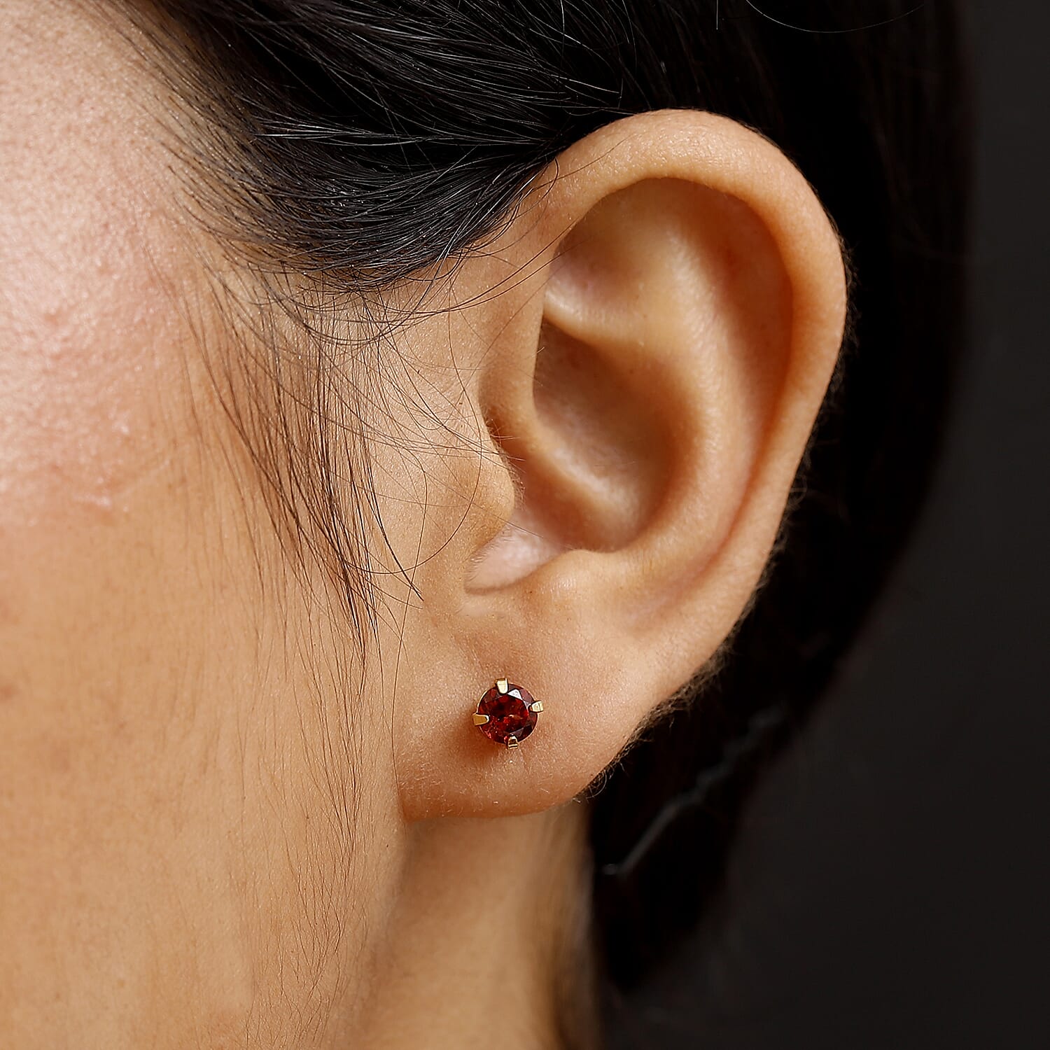 Red Garnet Solitaire Stud Push Back Earring in Yellow Gold Plated Sterling Silver 1.20 Ct. 8051480 3