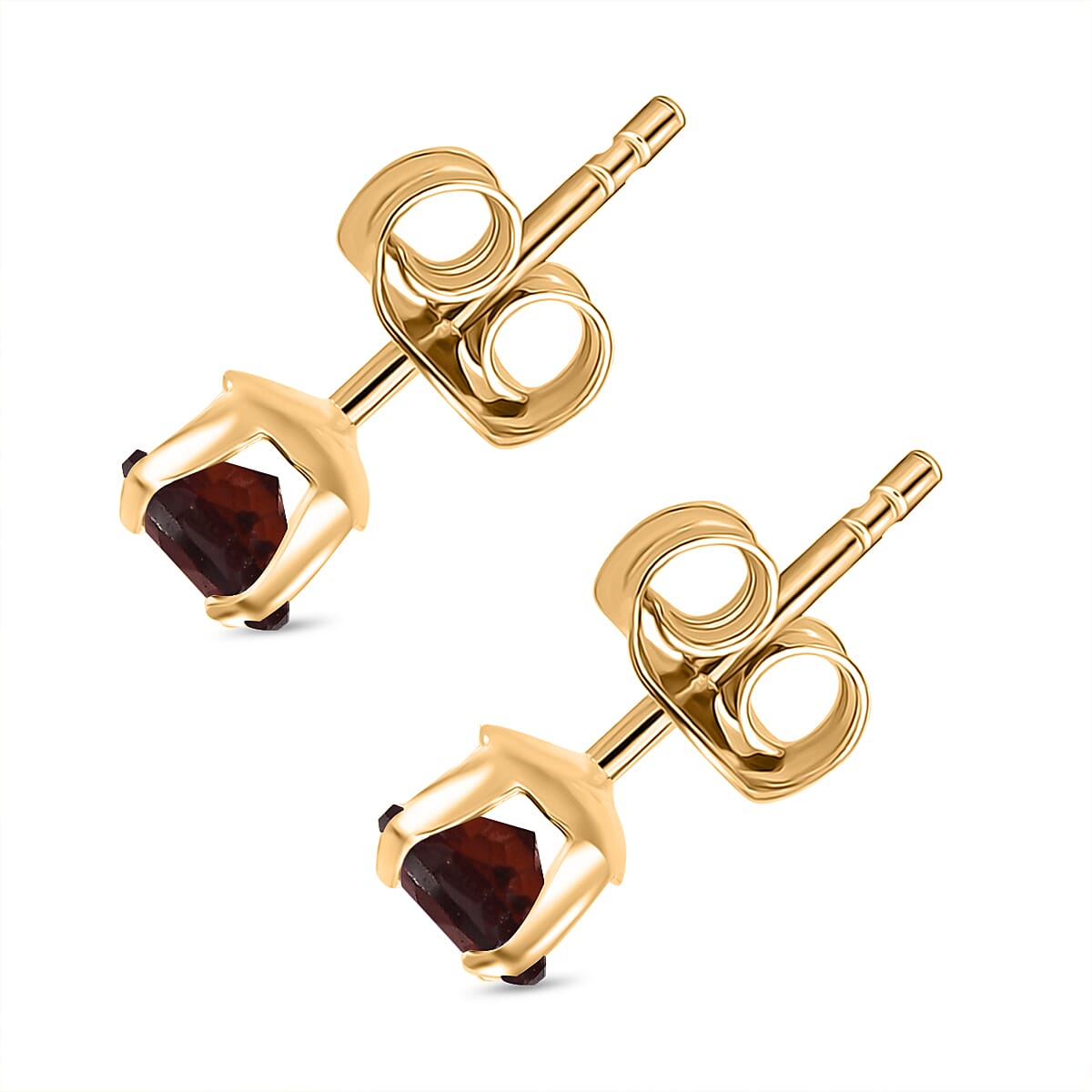 Red Garnet Solitaire Stud Push Back Earring in Yellow Gold Plated Sterling Silver 1.20 Ct. 8051480 4