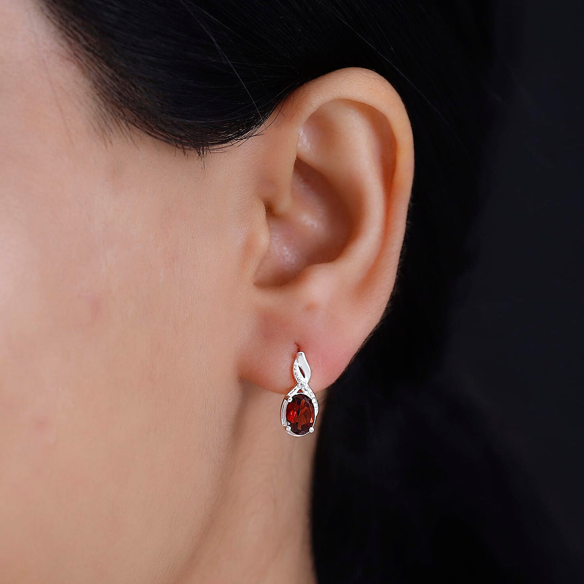 Red Garnet  Solitaire Push Post Earring in Sterling Silver 1.826  Ct. 7808172 3